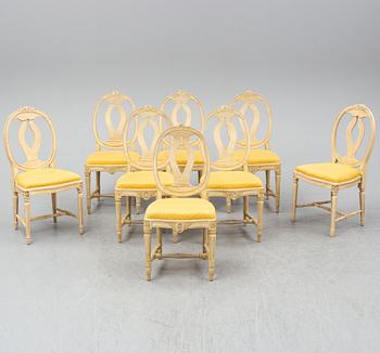 A set of 6+2 chairs, gustavian style, late 20th century.