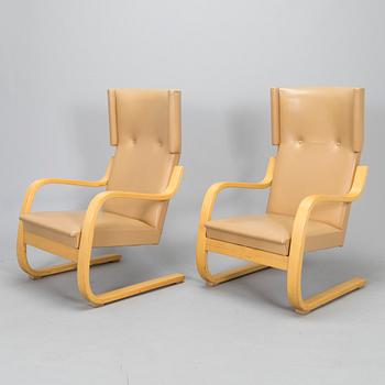 Alvar Aalto, fåtöljer, ett par, 36/401, Artek 1960-talets mitt.