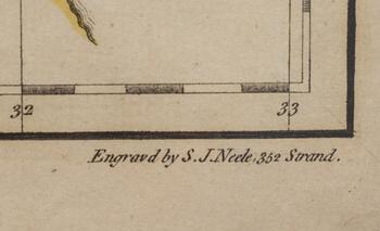 KARTOR, 2 st, handkolorerade 1700-tal.