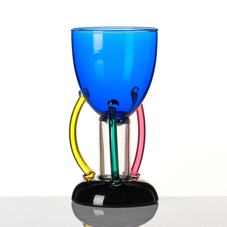 Ettore Sottsass, a Memphis glass goblet 'Deneb', Toso Vetri d'Arte, Italy, 1980s.
