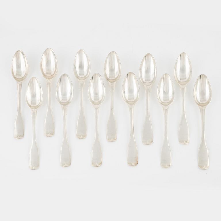 Twelve silver spoons, Carl Magnus Ryberg, Stockholm, 1806.