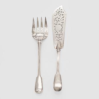 Fiskserveringsbestick, sterlingsilver, London England 1862.