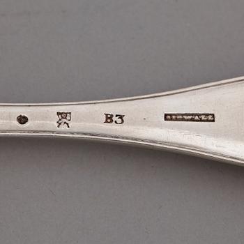 SKEDAR, 6+6+6, silver, bla Gustaf Henrik Sidwall i Norrköping, 1800-1900-tal. Tot ca 600 gram.