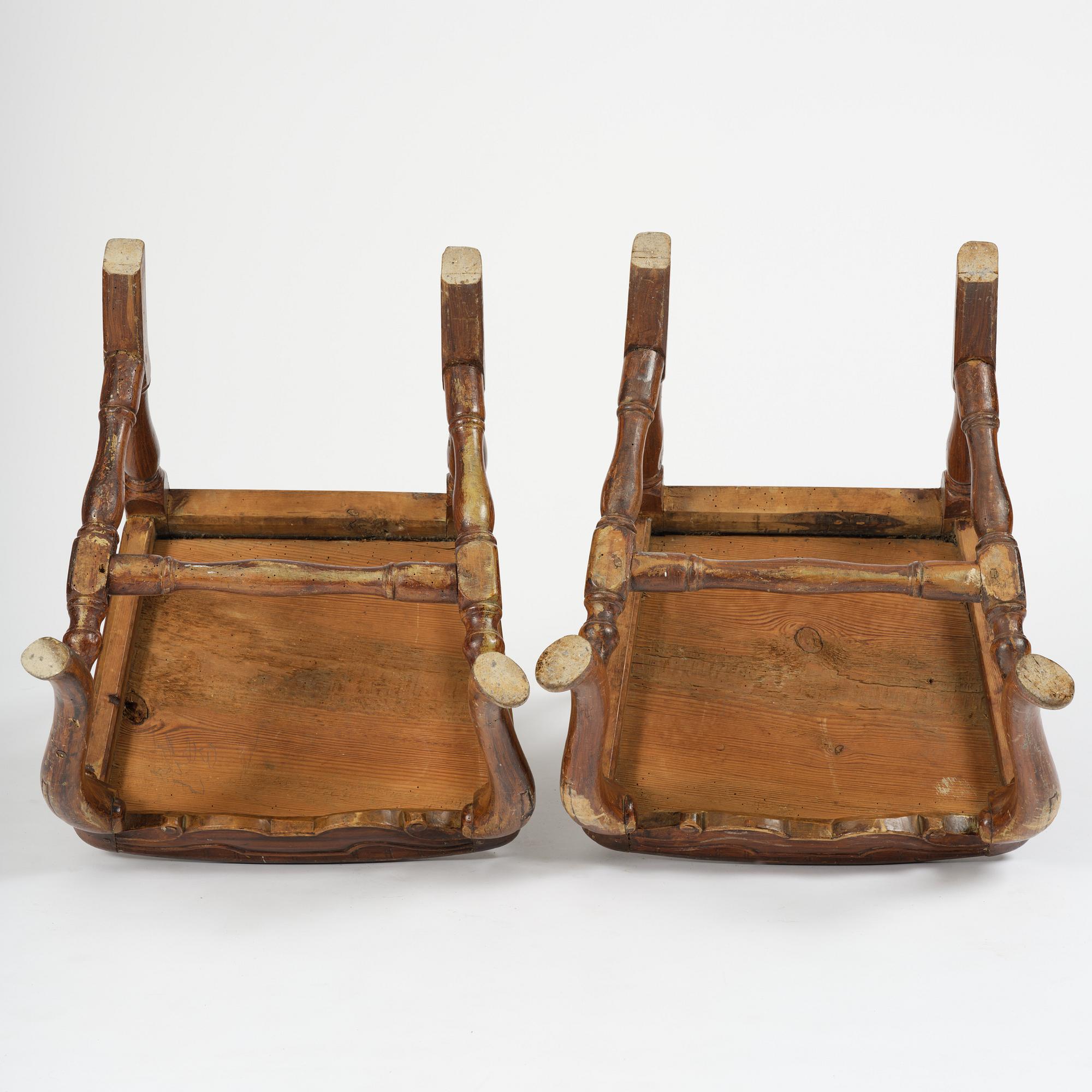 Stolar, ett par, Stockholmsarbeten, 1700-talets mitt, Senbarock.