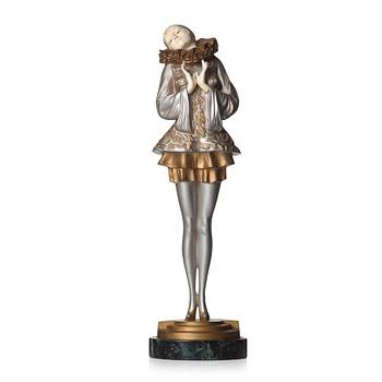 112. Paul Philippe, a 'Pierette' Art Déco bronze and ivory sculpture, France ca 1925.