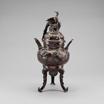 RÖKELSEKAR. Brons, Japan, sen Meiji (1868-1912), omkring år 1900.