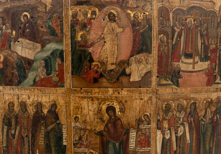 Icon Russia late 19th century, scenes from the life of Jesus.