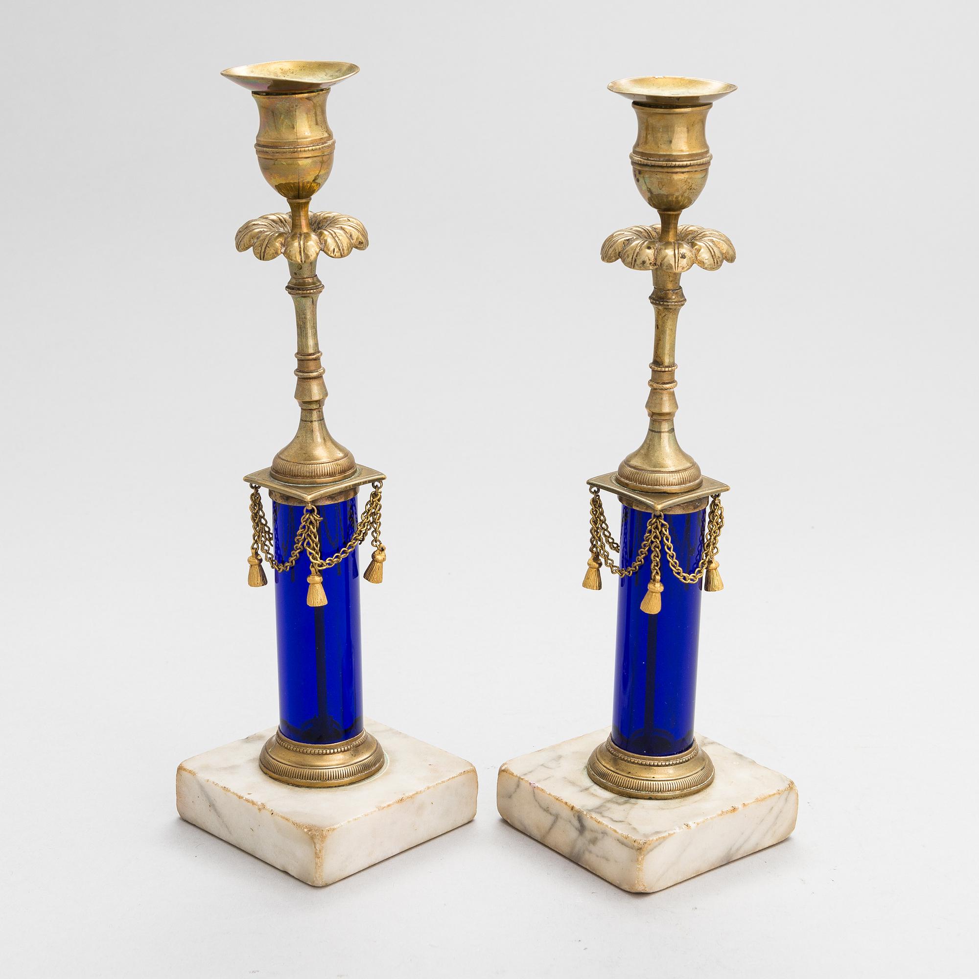 A pair of late 18th-century candlesticks in late Gustavian style.