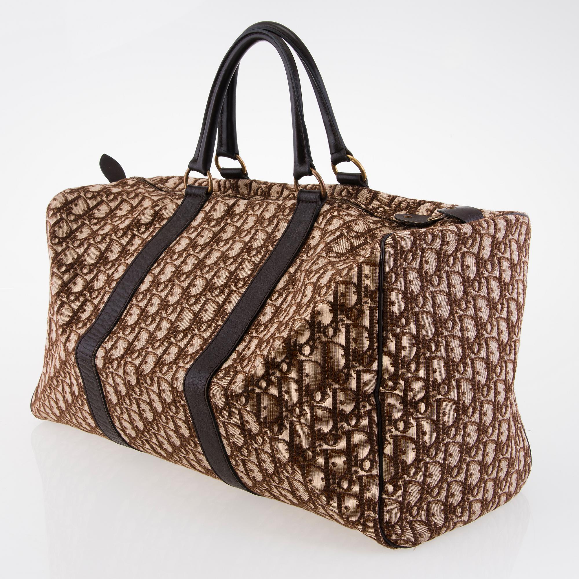CHRISTIAN DIOR Vintage Brown Logo Weekend Bag.