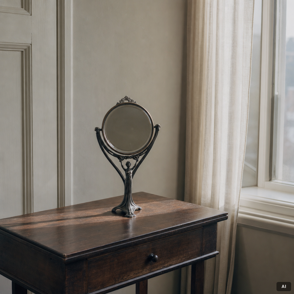Württembergische Metallwarenfabrik (WMF), an Art Nouveau table mirror, early 20th century.