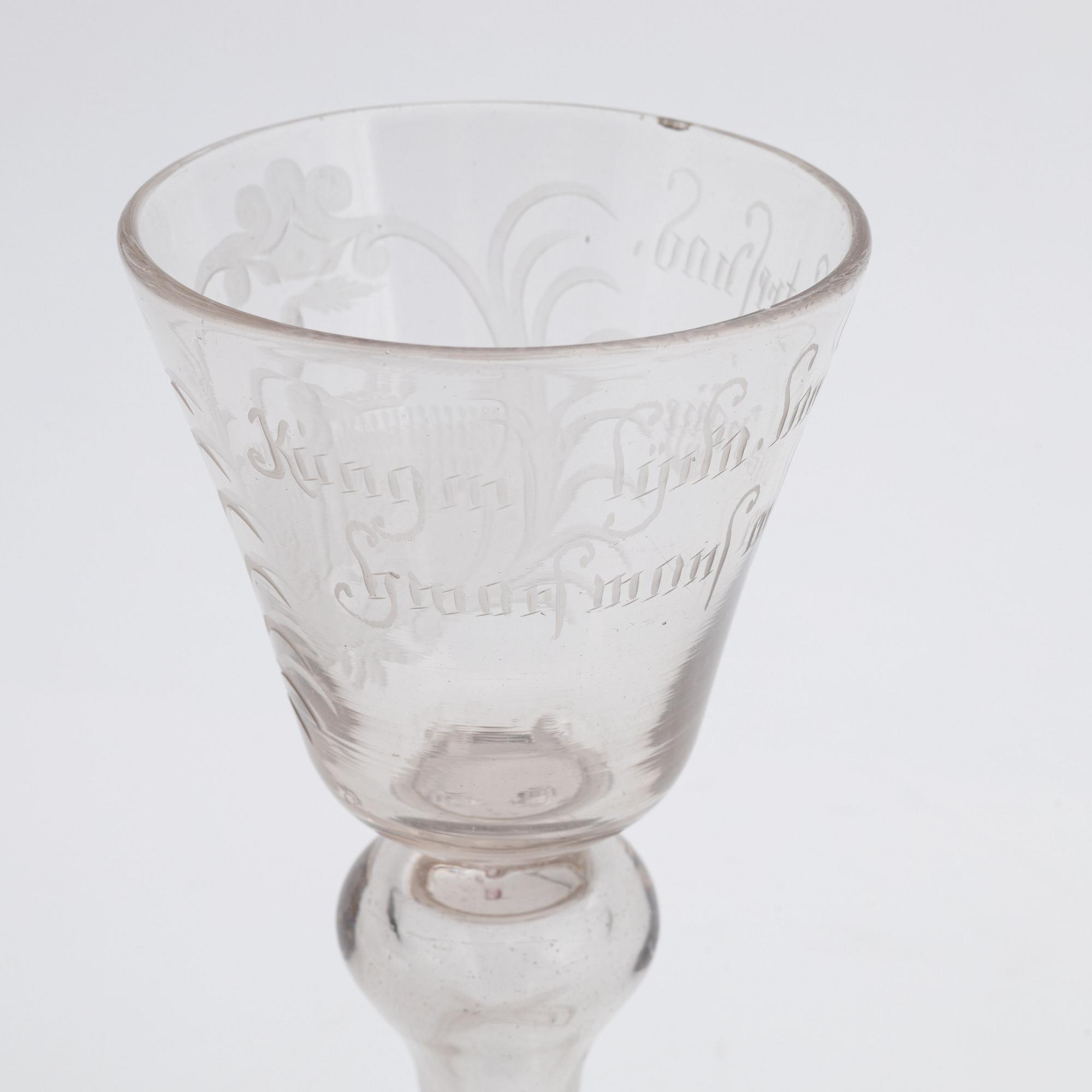 An 18th Century presumably German wine glass.