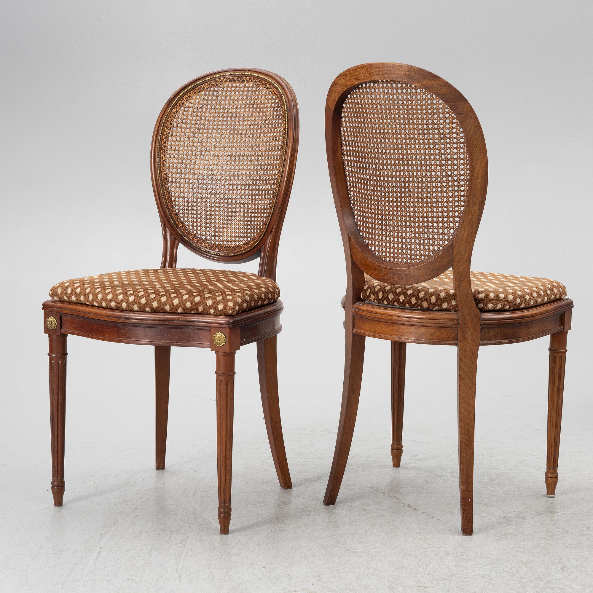 Stolar, 6 st, gustaviansk stil, 1900-tal.