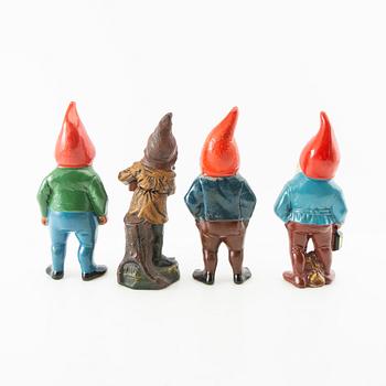 Gnomes 7 pcs mostly Germany mid/second half of the 20th century painted terracotta.