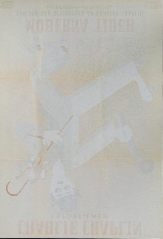 Léo Kouper, a vintage movie poster, 'Moderna tider (Modern Times)', 1954.