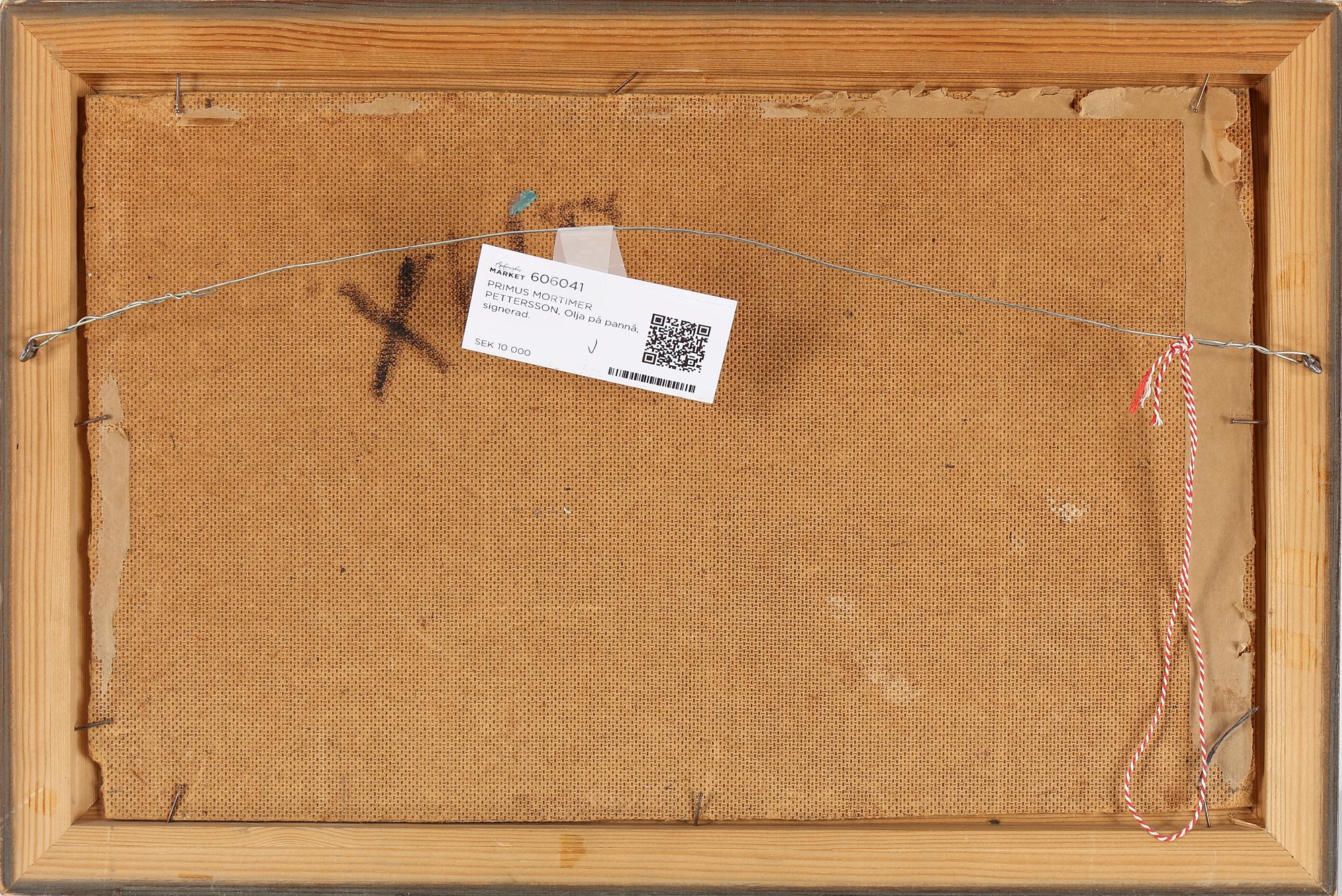 PRIMUS MORTIMER PETTERSSON, Olja på pannå, signerad.