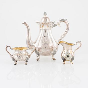 A three-piece silver coffee set, Kultakeskus, Hämeenlinna, 1975.