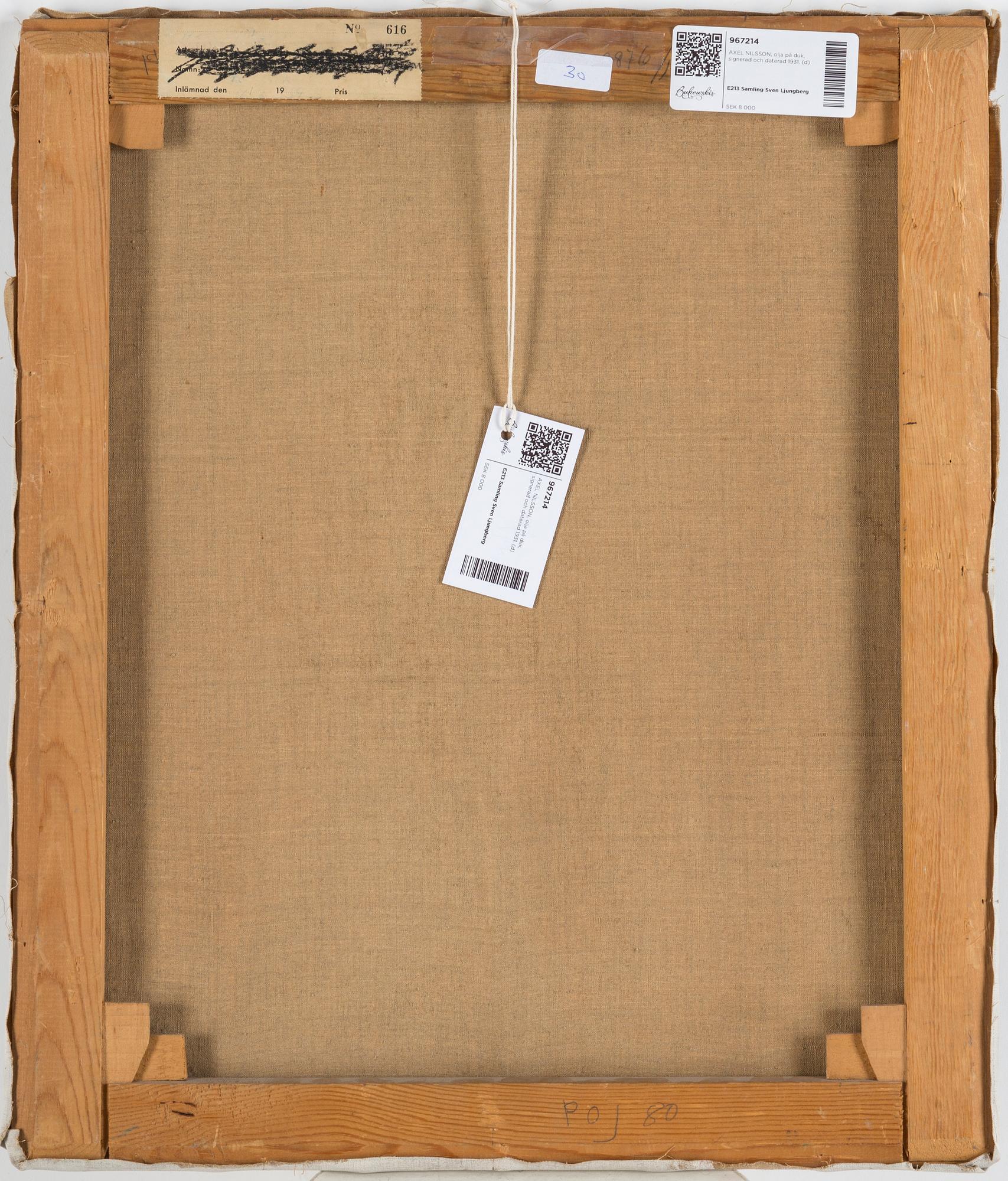 AXEL NILSSON, olja på duk, signerad och daterad 1931.