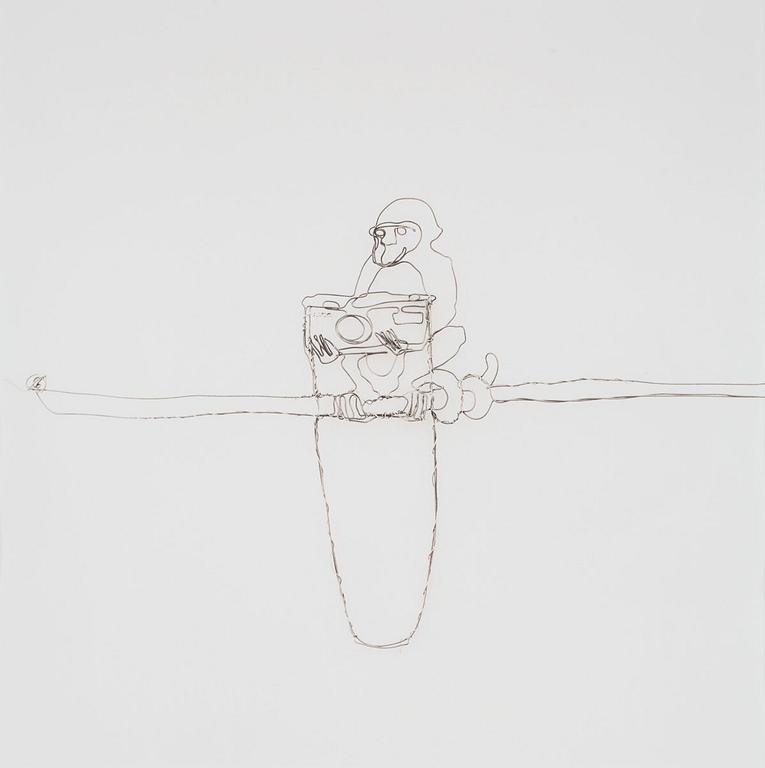 Vik Muniz, "Monkey With Bag (Steelwire Drawing)", 1995.