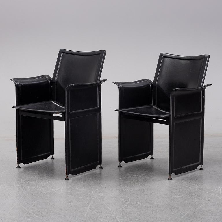 Tito Agnoli, 6 leather 'Korium' chairs.  Matteo Grassi.