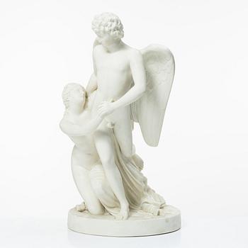 Johan Tobias Sergel, after, "Amor and Psyche", figurine, parian, early 20th century.