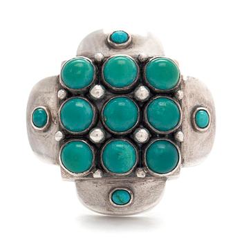 Saara Hopea, a silver and turquoise ring, Ossian Hopea, Porvoo 1965.