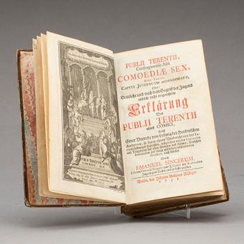 PUBLII TERENTII, CARTHAGINENFIS AFRI, COMODAESEX... Emanuel Sincerum. Tryckt hos Johann Andreas Rüdiger, Berlin 1731.