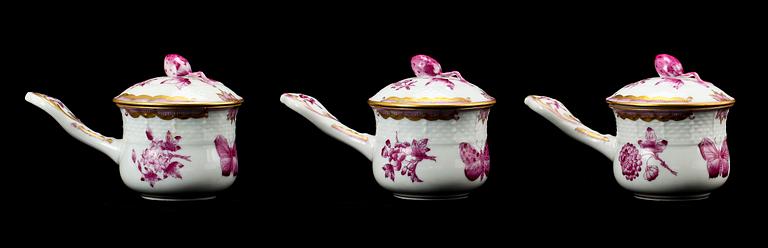 CREMEKOPPAR, 6 st, porslin, Herend, 1900-tal.