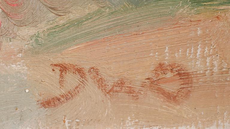 DONALD WILLIAM-OLSSON, olja på pannå, monogramsignerad.