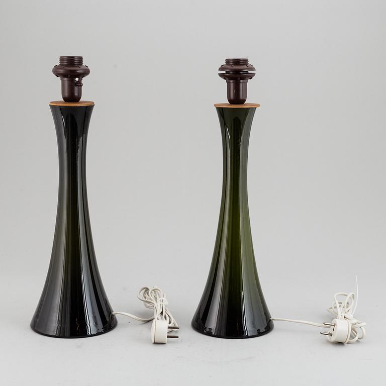 A pair of Bergboms glass table lamps, 20th Century.