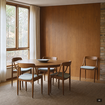 Johannes Andersen, five chairs, Uldum Möbelfabrik, Denmark, 1960s.