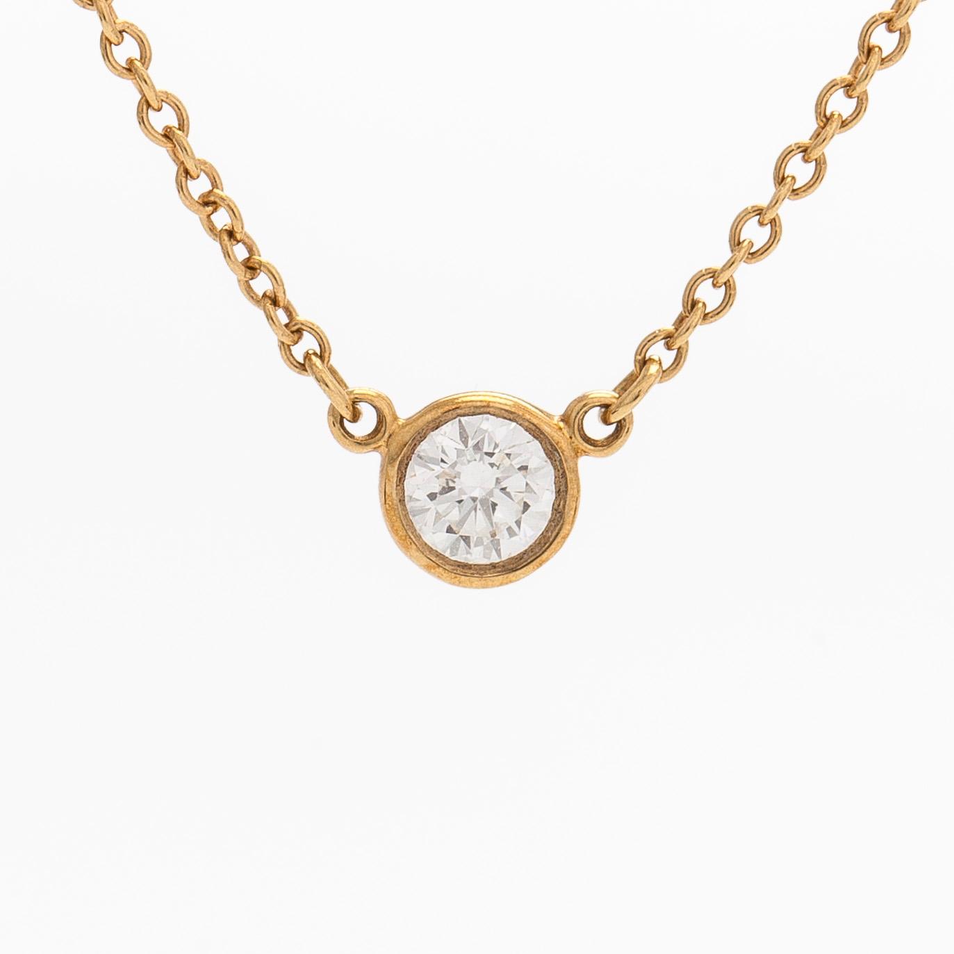 Tiffany & Co, Elsa Peretti, kaulakoru, "Diamonds by the Yard", 18K kultaa ja briljanttihiottu timantti.