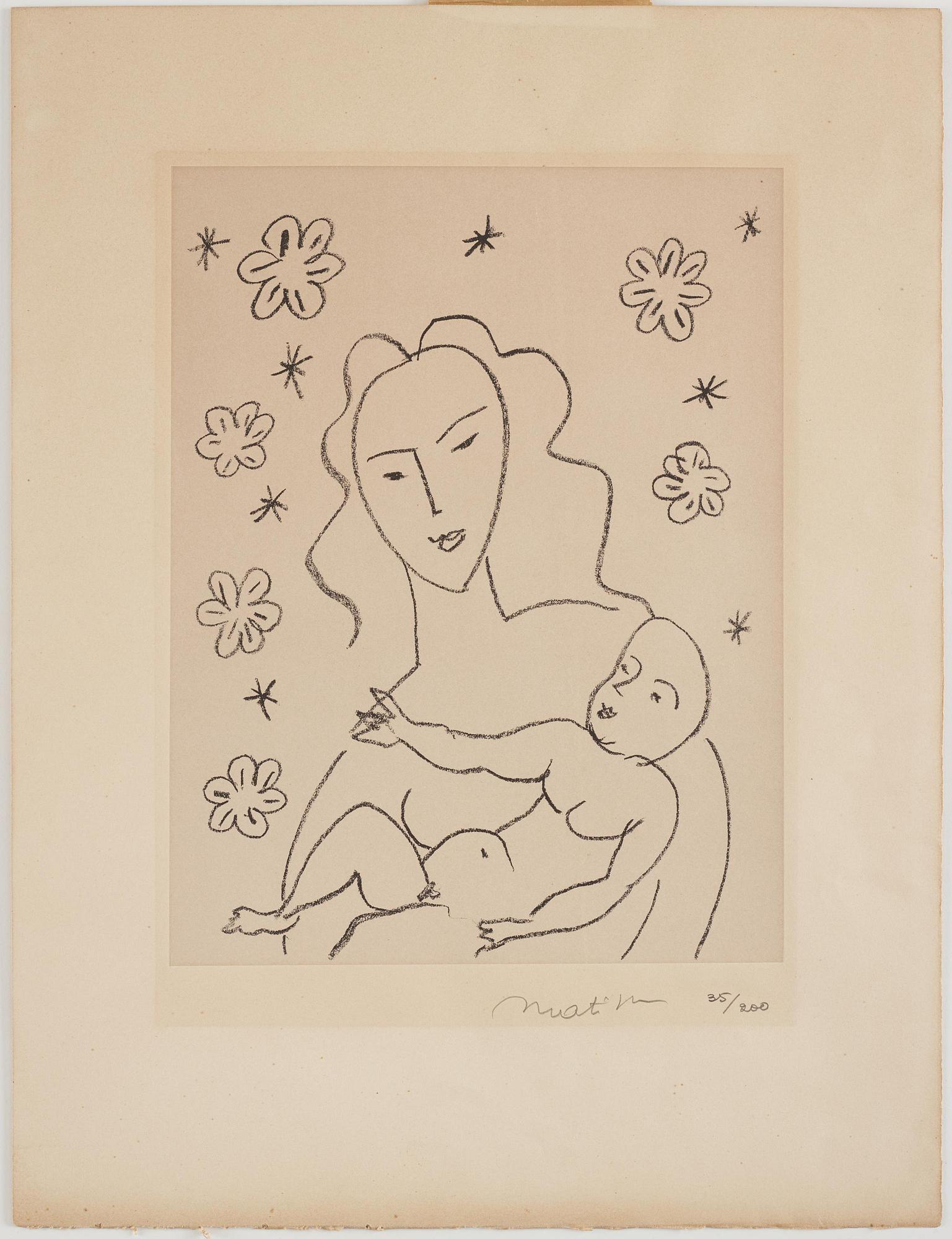 Henri Matisse, "Vierge et Enfant sur Fond de Fleurs et d'Etoiles".