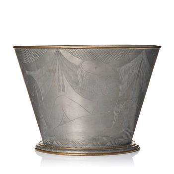 140. Tyra Lundgren, a rare pewter bowl model "630", Firma Svenskt Tenn, Stockholm 1931.