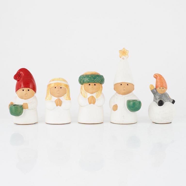 Lisa Larson, 5 st, figuriner, "Advent", Rörstrand samt K.studion Gustavsberg.