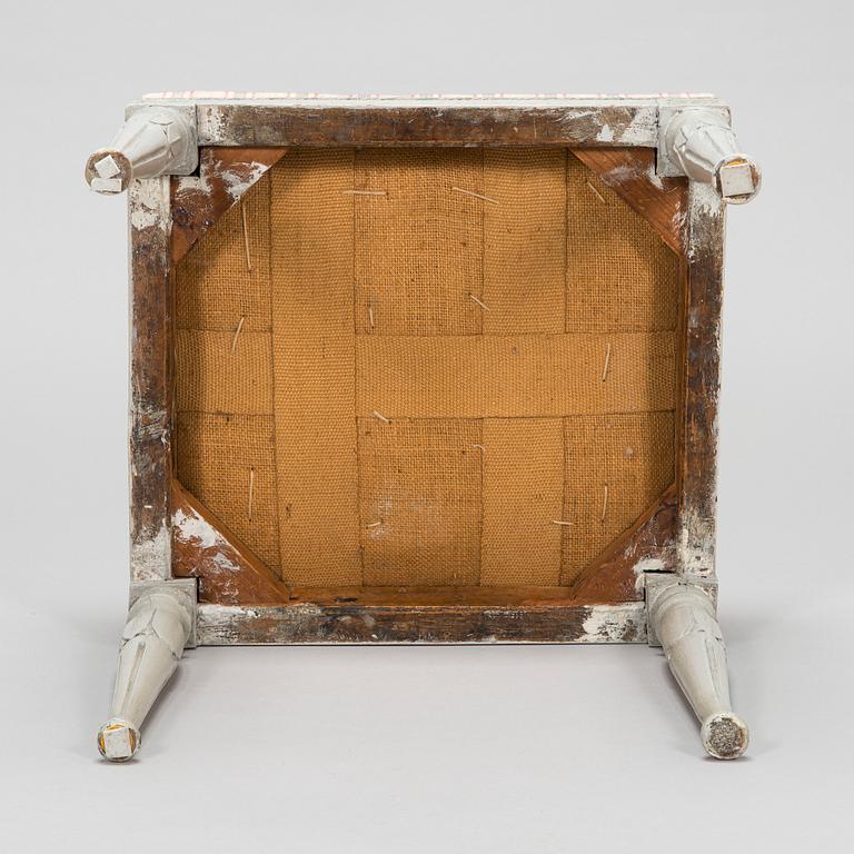 A signed and marked, carved Gustavian stool by E. Öhrmark (master in Stockholm 1777-1813).