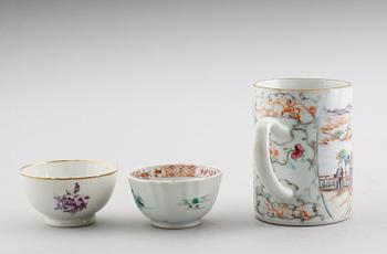 PORSLINSFÖREMÅL, 3 delar, Kina, 1700-/1800-tal.