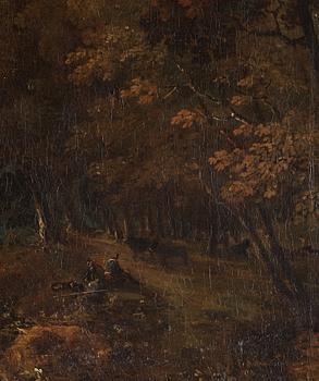Pehr Gustaf von Heideken, Landscape with resting figures beside a waterfall.