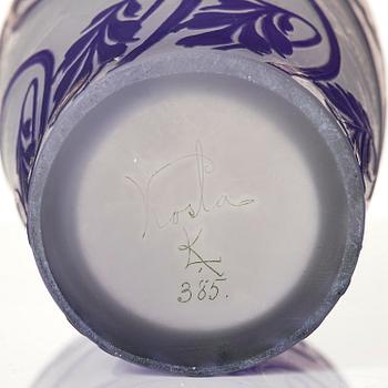 Karl Lindeberg, an Art Nouveau cameo glass vase, Kosta.