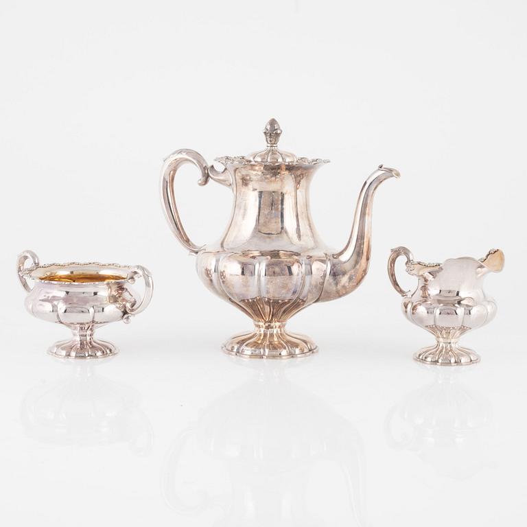 Kaffeservis, silver, 3 delar, Auran Kultaseppä, Åbo, Finland, 1946-65.