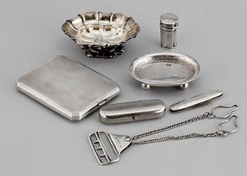 PARTI SILVER, 6 delar, Ryssland, Tjeckoslovakien, Sverige, 1800/1900-tal. Tot vikt ca 300 gram.