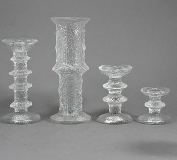 LJUSSTAKAR, 7 st, SAMT VAS, glas, "Festivo", Timo Sarpaneva, Iittala.