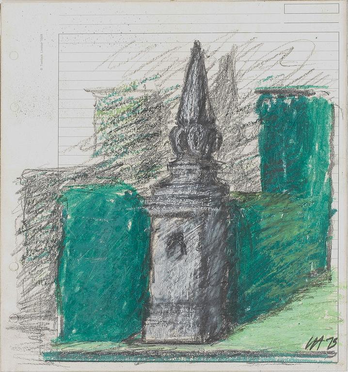 IVOR ABRAHAMS. Blandteknik på papper på pannå. Sign IA o dat -75.