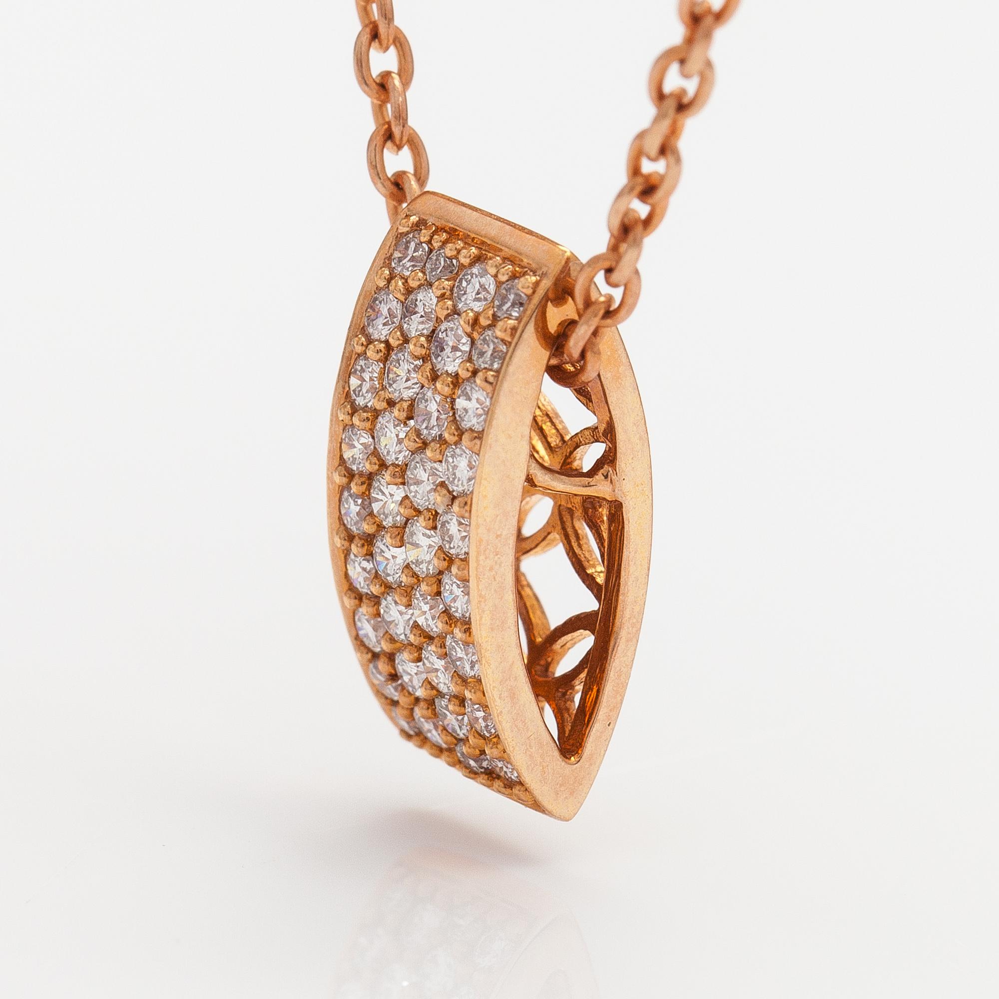 KAULAKORU, 18K punakulta, timantteja n. 0.61 ct yht.