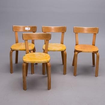 MATBORD och STOLAR, 4 st, Alvar Aalto, 1900-talets mitt.