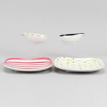 Stig Lindberg, two earthenware dishes and two bowls, Gustavsberg studio.
