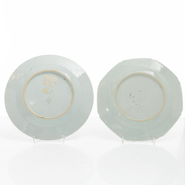 Tallrikar, 14 st, porslin, Kina, 1700-1800-tal.