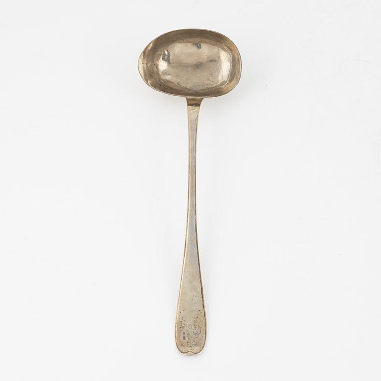 A Swedish 18th century silver soup ladle, mark of Anna Dorothea Grahl, Alingsås 1780.