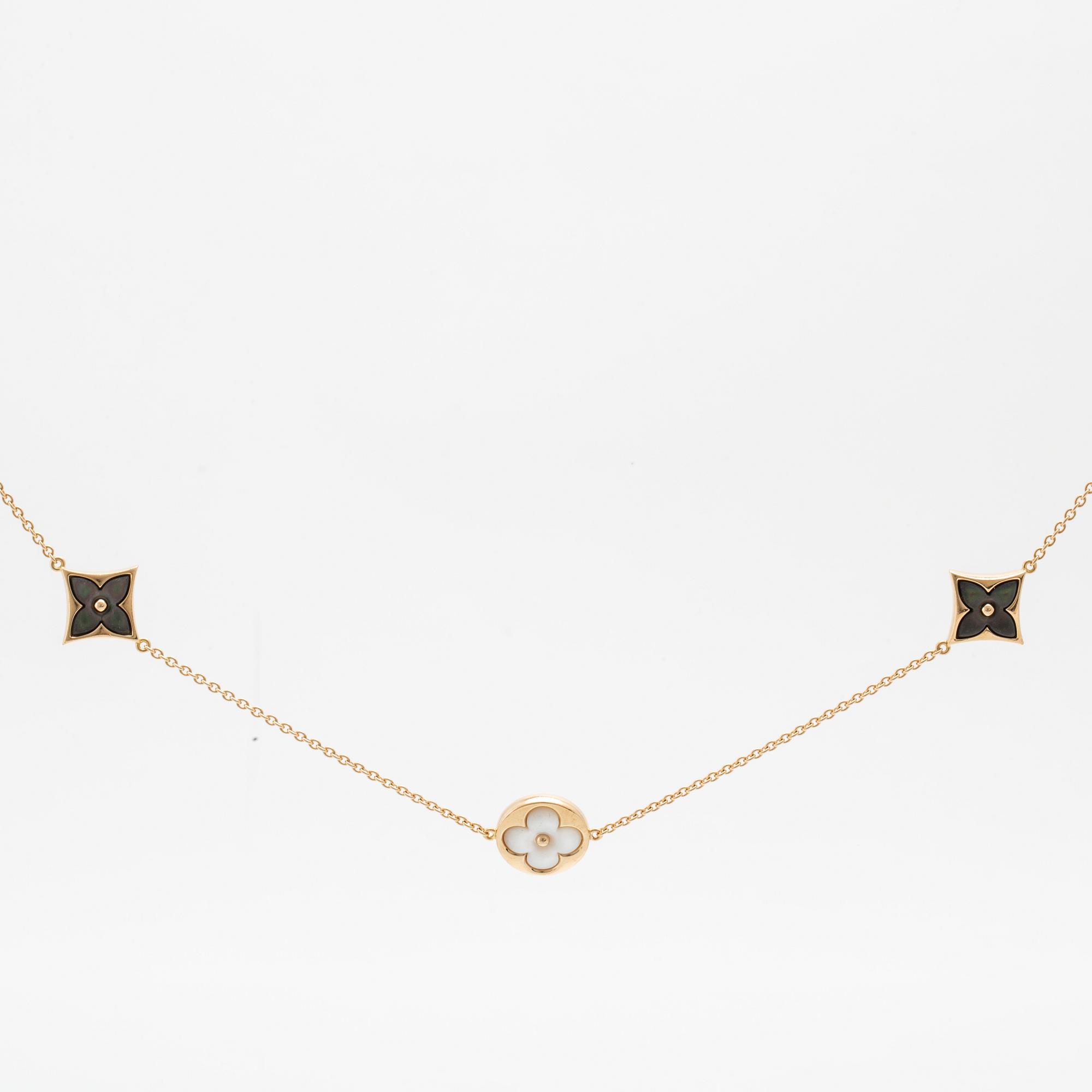 Louis Vuitton, "Blossom Sautoir" Necklace in 18K Rose Gold with Diamonds and Mother-of-Pearl.
