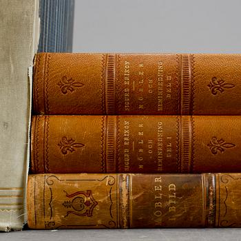 PARTI MÖBELBÖCKER, 6 stycken, bland annat "Möbler och heminredning", av Sigurd Erixon, Stockholm 1925.