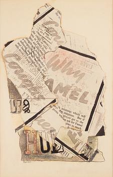 CO Hultén, mixed media with collage, signed and executed 1939.